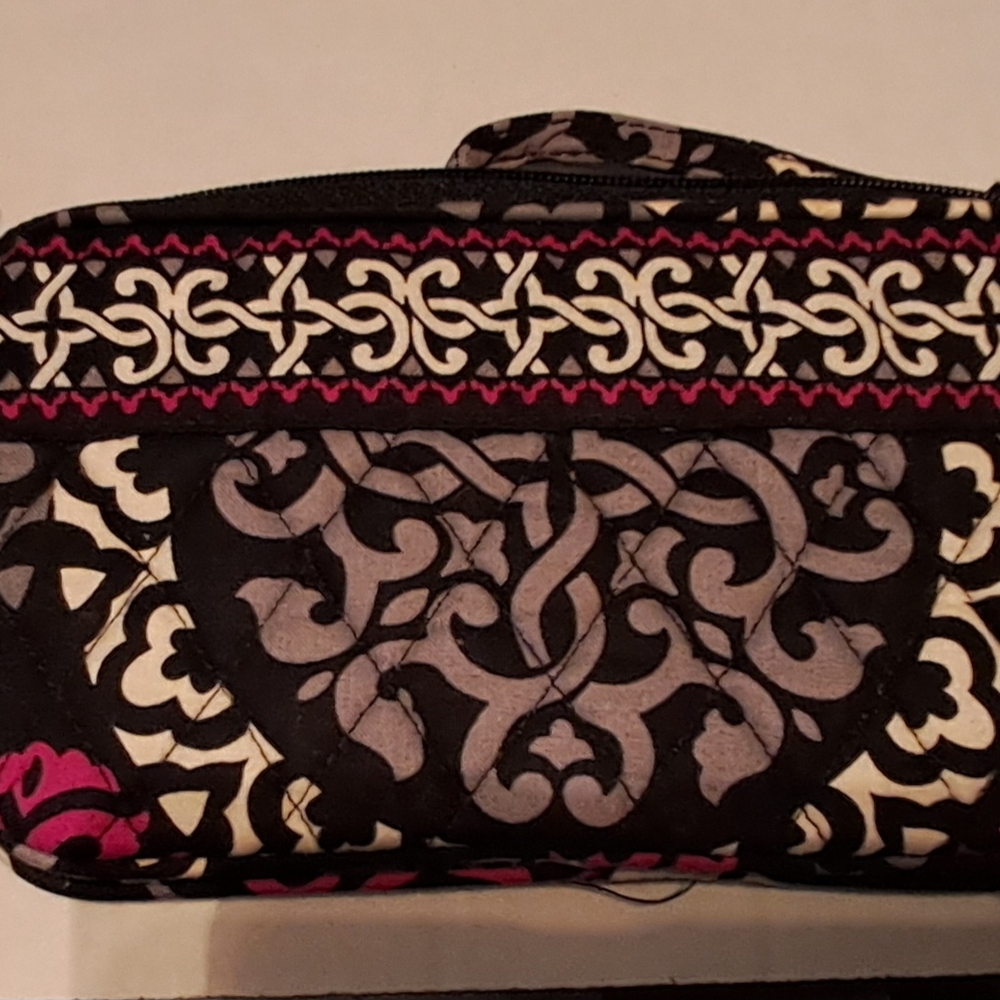 Vera Bradley Black White Pink Patterned Cosmetic Pouch
